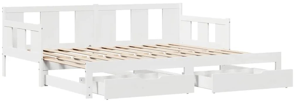 Sofá-cama com gavetão e gavetas sem colchão 90x200 cm branco