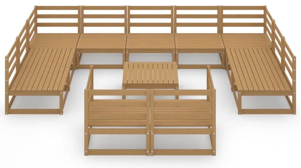 12 pcs conjunto lounge de jardim pinho maciço