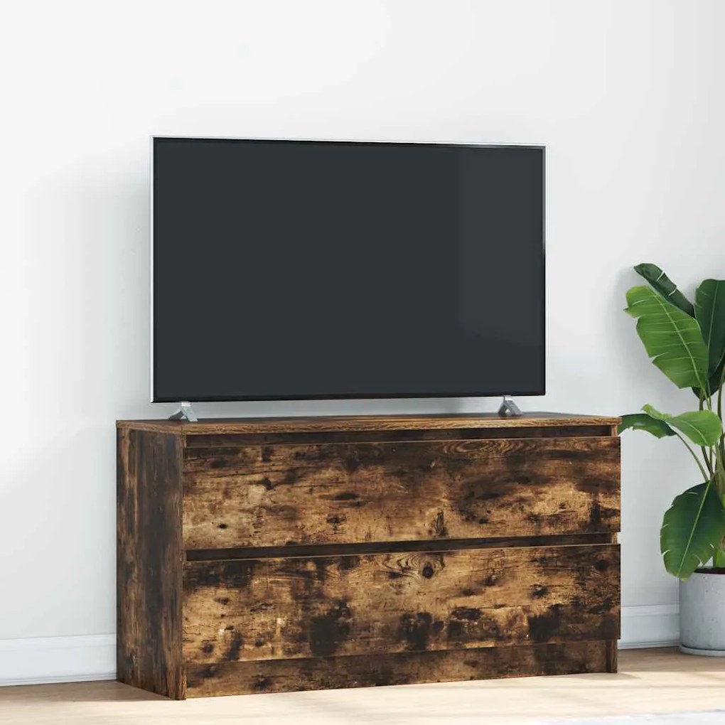 vidaXL Móvel p/ TV 100x35x54 cm madeira processada carvalho fumado
