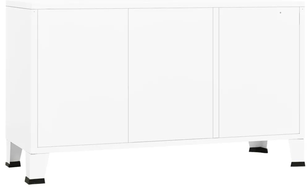Aparador industrial 105x35x62 cm metal e vidro branco
