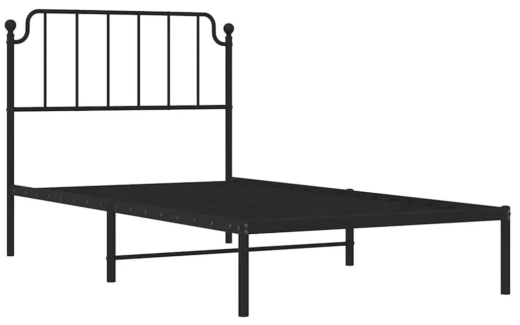 Estrutura de cama com cabeceira 100x200 cm metal preto