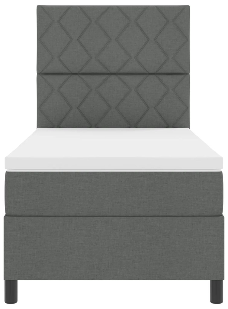 Cama Box Spring com Colchão Cinza Escuro de Solteiro Tecido