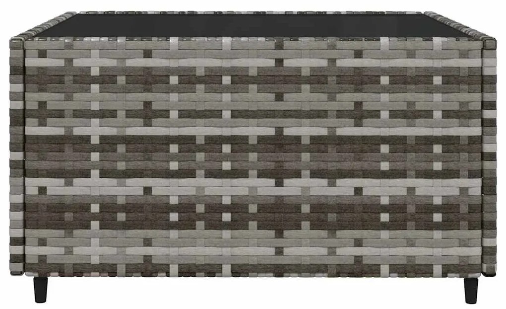 3 pcs conjunto lounge de jardim c/ almofadões vime PE cinzento