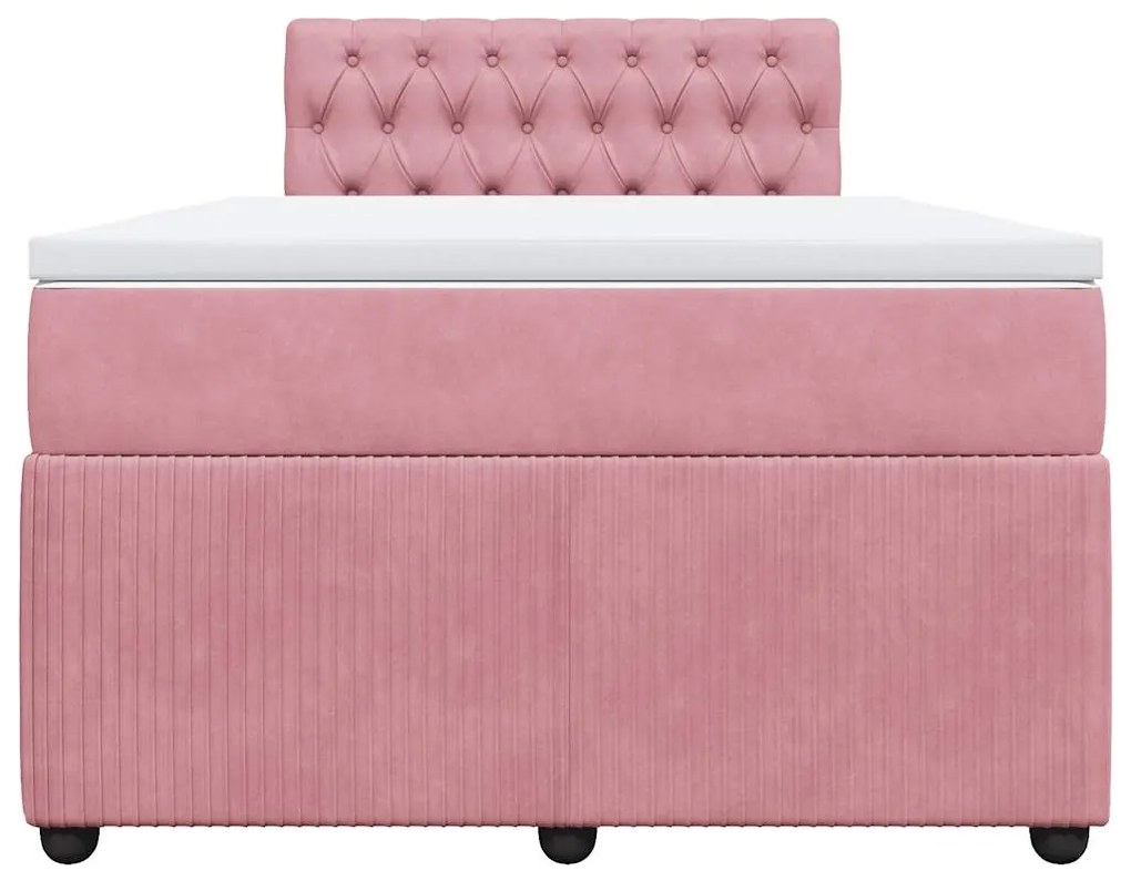 Cama boxspring com colchão 120x200 cm veludo rosa