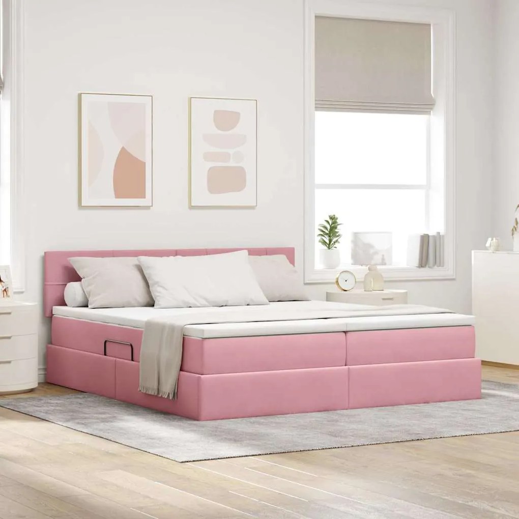 vidaXL Cama com Armazenamento com colchão Rosa 100 x 200 cm