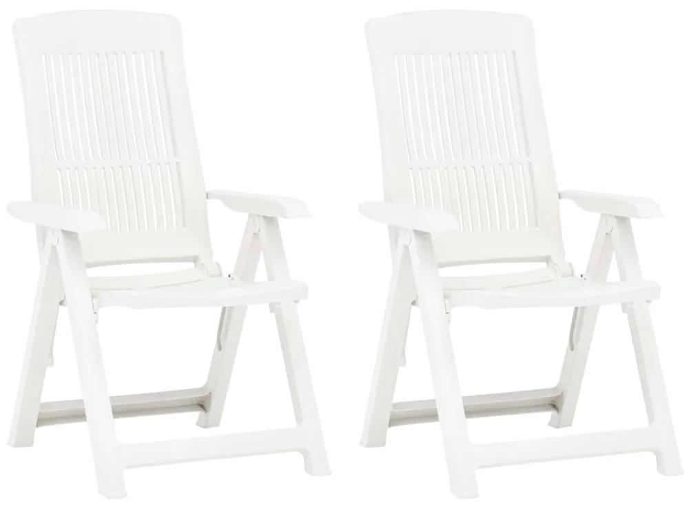 48766 vidaXL Cadeiras de jardim reclináveis 2 pcs plástico branco