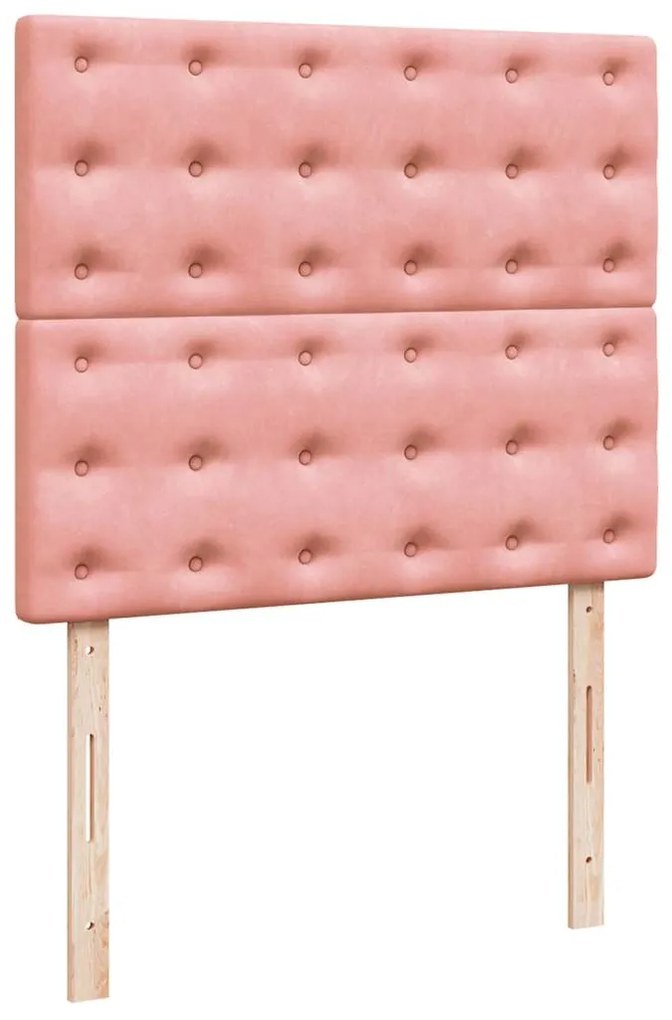 Cama box spring c/ colchão luzes e LED 120x190 cm veludo rosa