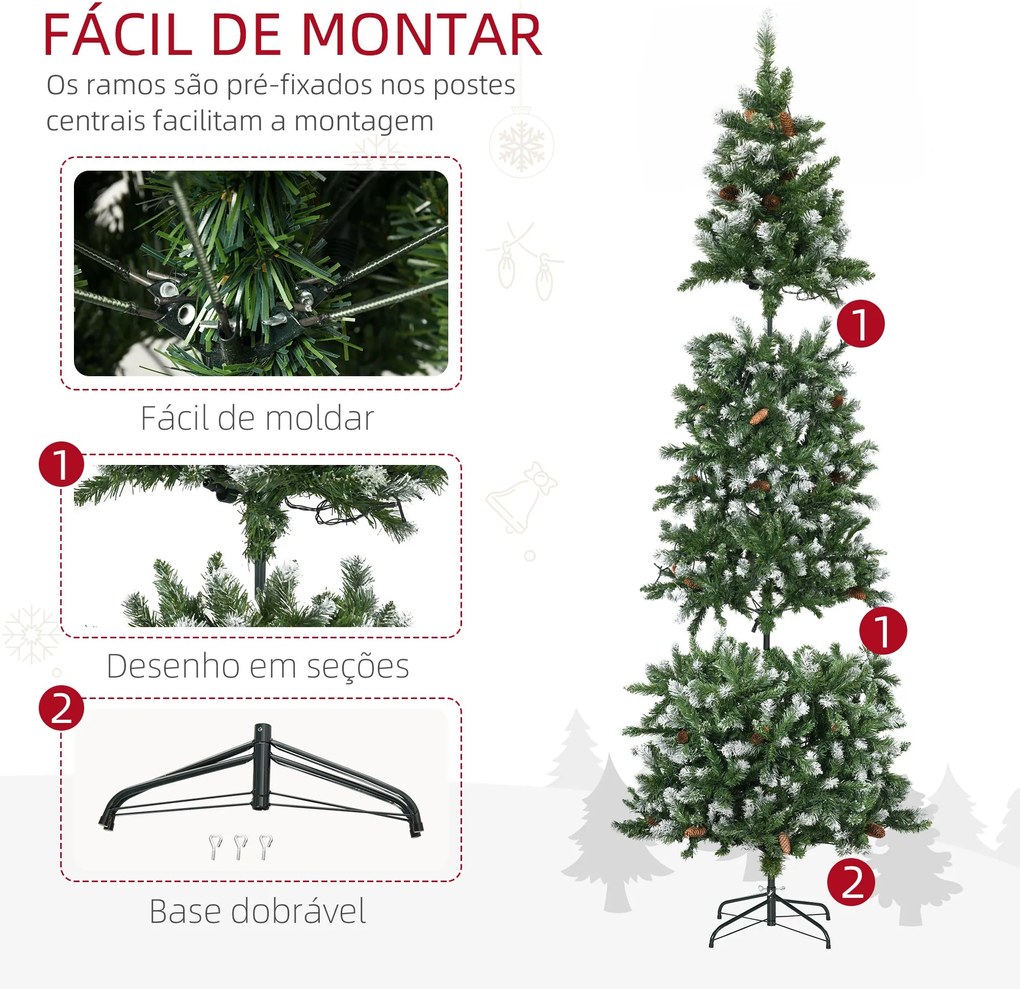 Árvore de Natal Artificial com Luzes LED Altura 230 cm Árvore de Natal