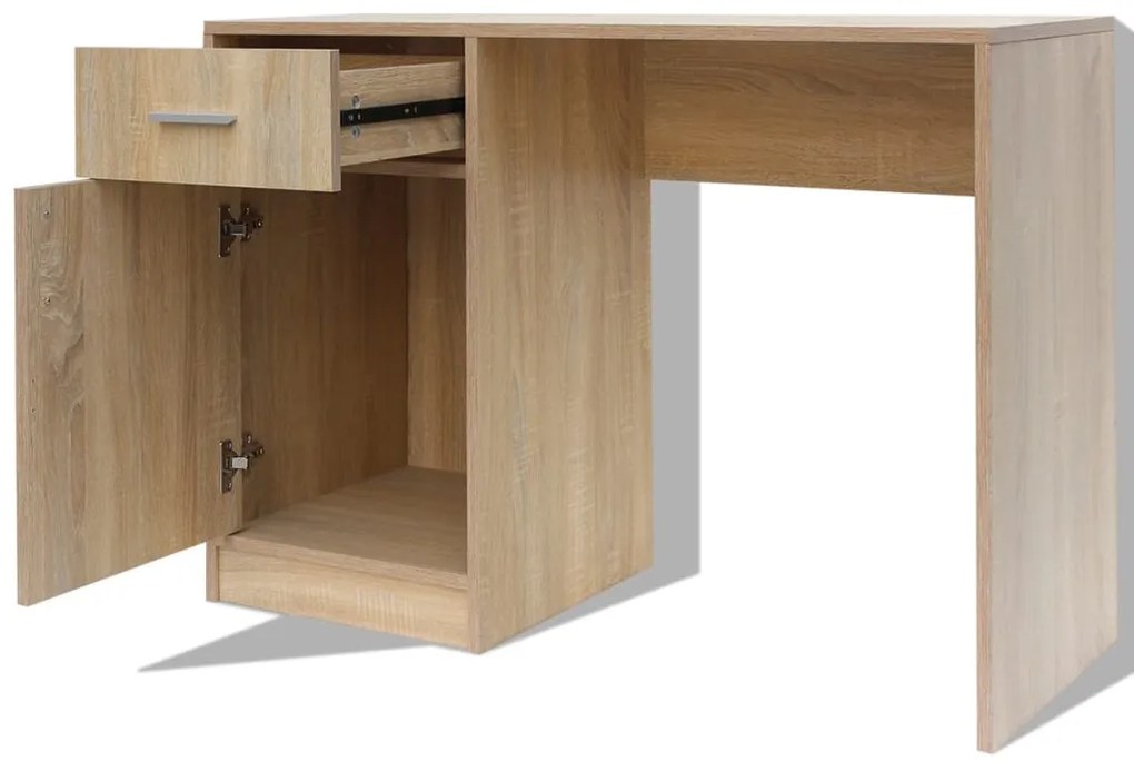 Mesa com gaveta e armário 100x40x73 cm carvalho