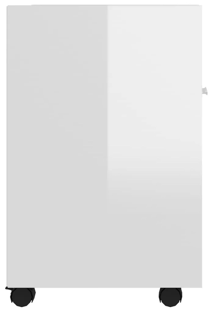 Móvel de apoio com rodas 33x38x60 cm contrapl. branco brilhante