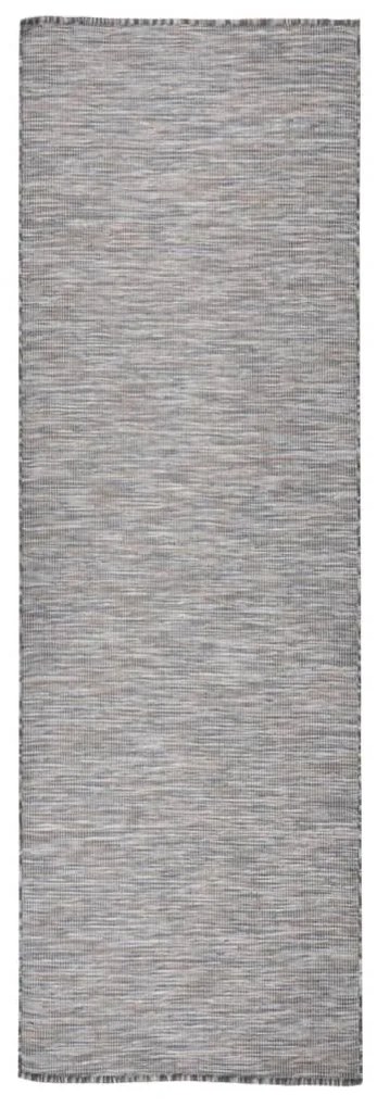vidaXL Tapete de tecido plano para exterior 80x250 cm castanho e azul