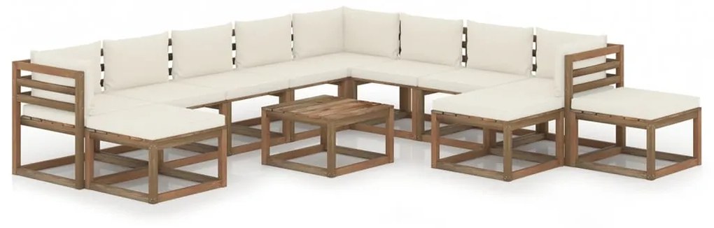 12 pcs conjunto lounge para jardim com almofadões cor creme