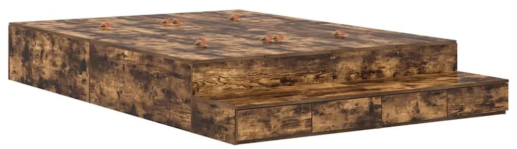 Estrado de Cama com Arrumação em Carvalho Fumado 135x190 cm