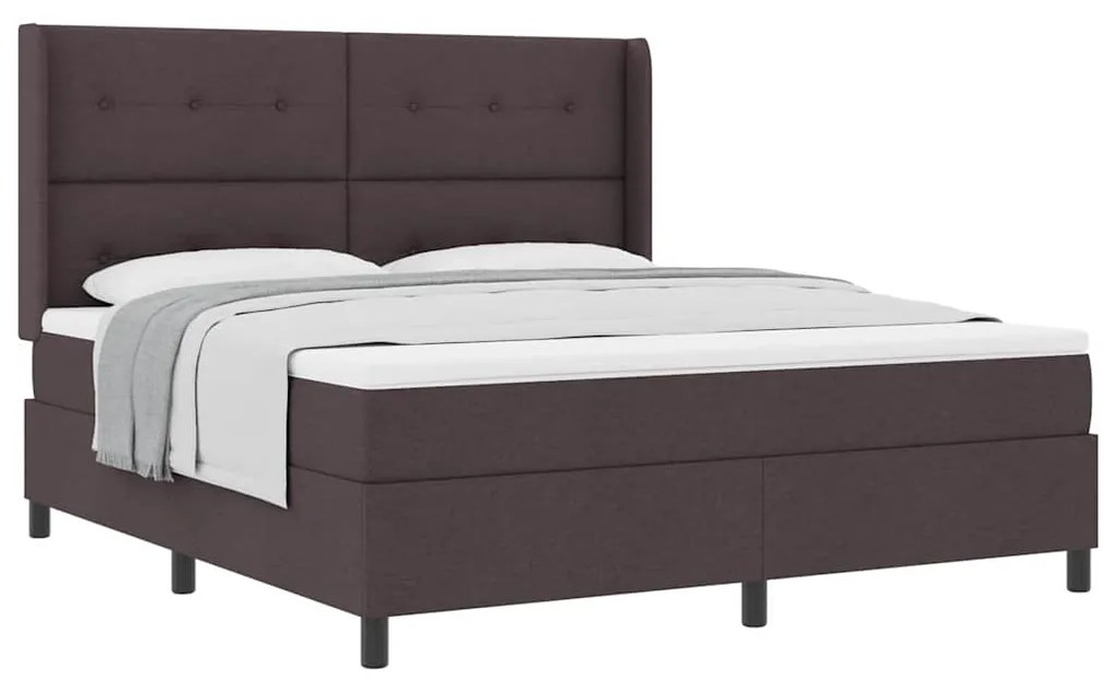 Cama Box com Colchão Castanho Escuro 180x200 cm de Tecido