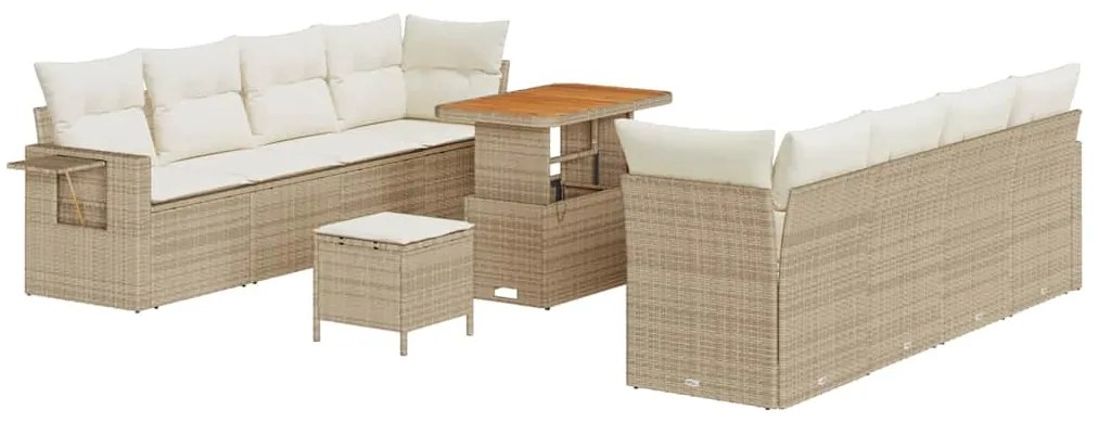 Conjunto de Sofá de Jardim com 11 Peças e Almofadas Bege em Rattan Sin
