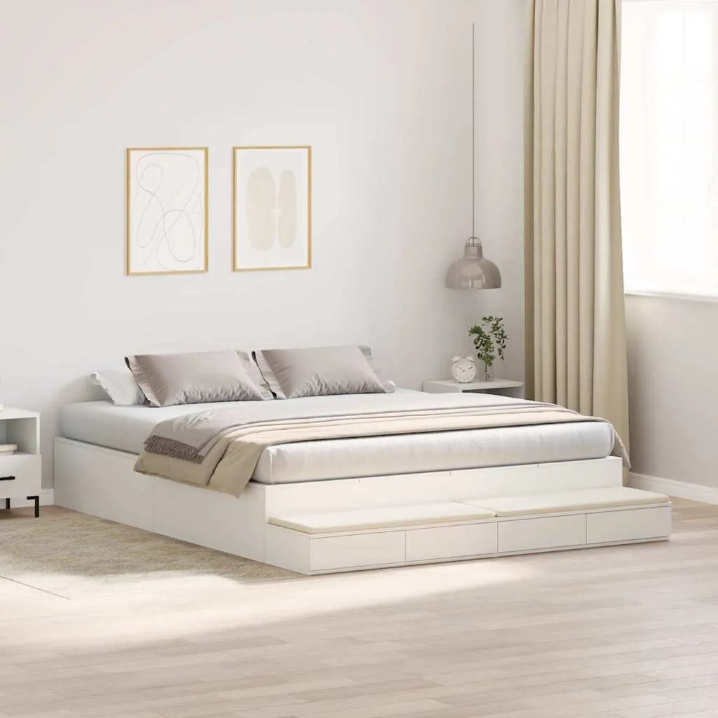vidaXL Estrado de cama com arrumação Branco 200 cm Madeira processada