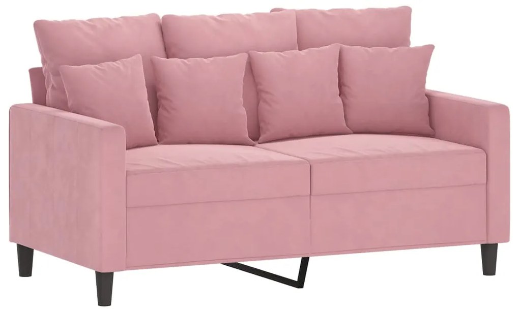 2 pcs conjunto de sofás com almofadões veludo rosa