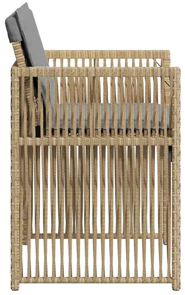 Cadeiras de jardim com almofadões 4 pcs vime PE bege misturado