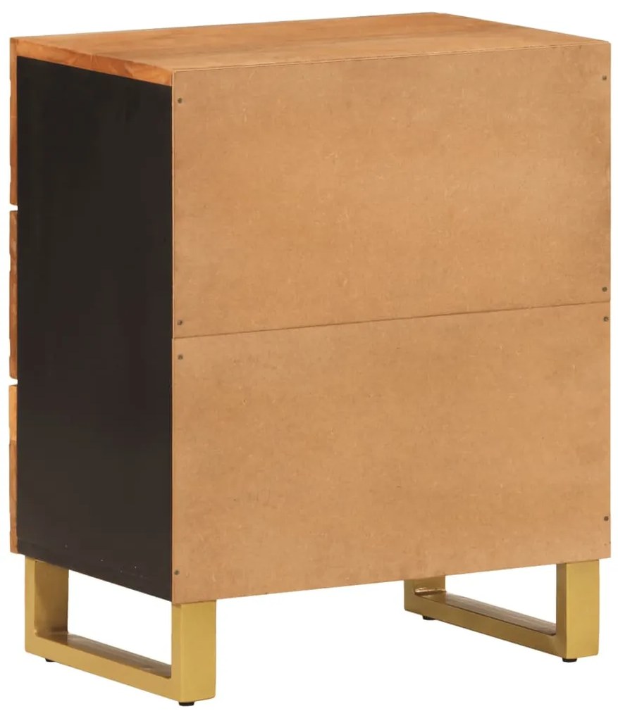 Mesa de cabeceira 50x33x60 cm mangueira maciça castanho e preto
