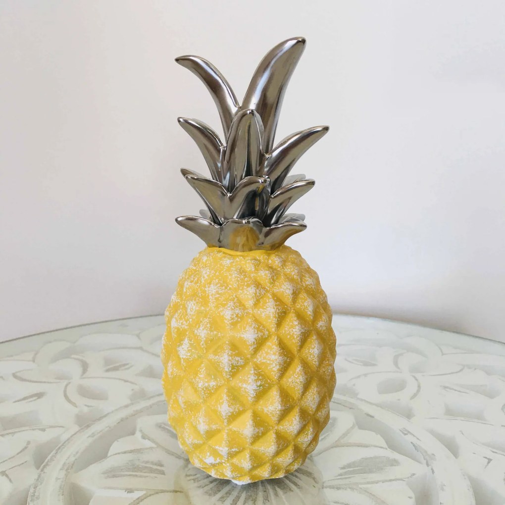 Ananas Amarelo&amp;Prata | Cerâmica | 7.5x7.5x18.5CM
