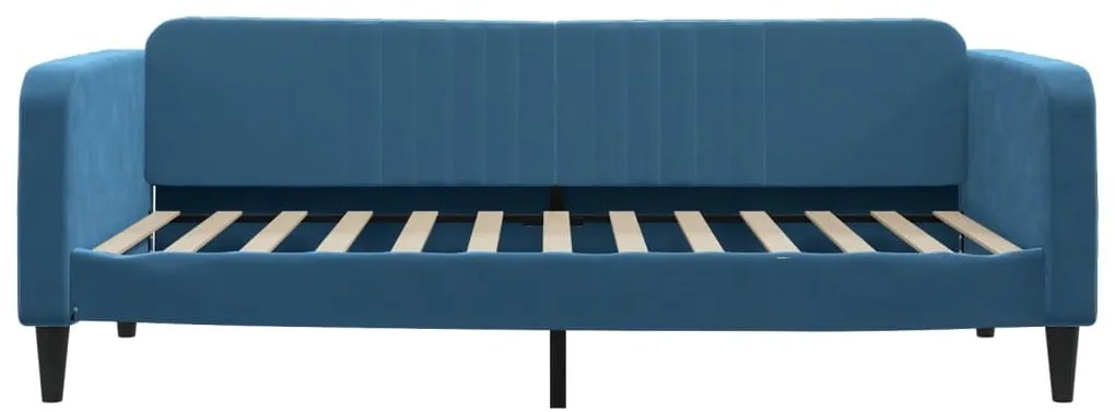 Sofá-cama com gavetão 100x200 cm veludo azul