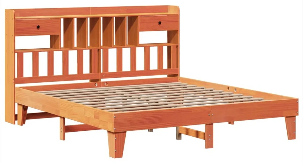 Cama sem colchão 200x200 cm pinho maciço castanho-mel