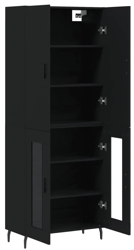 Armário alto 69,5x34x180 cm derivados de madeira preto