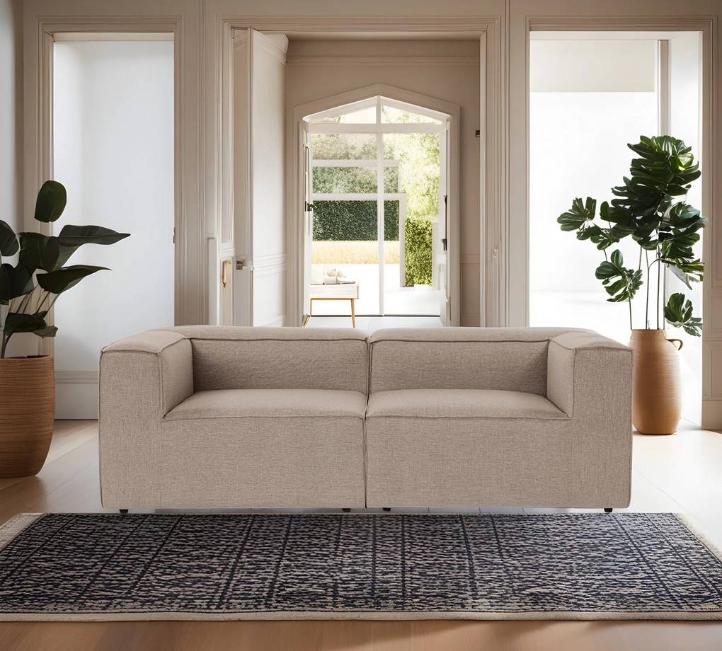 Sofá de 2 Lugares Fora – Castanho – 214x66x105 cm