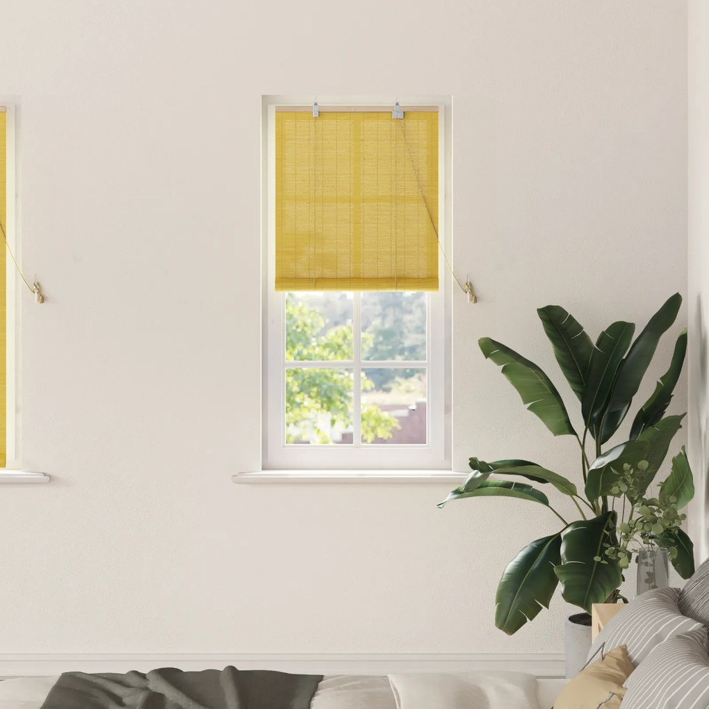 vidaXL Persianas e Sombras de Janela Amarelo 60 x 160 cm Bambu