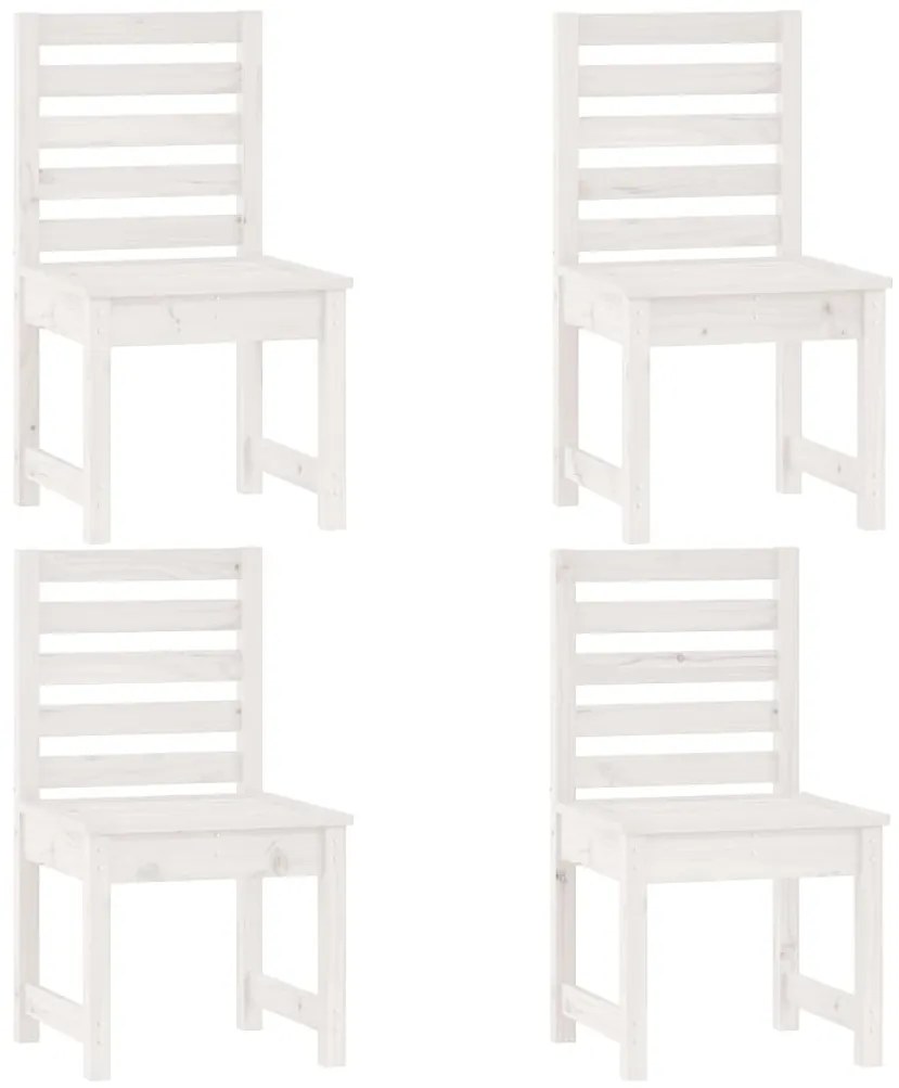 5 pcs conj. de jantar p/ jardim madeira de pinho maciça branco