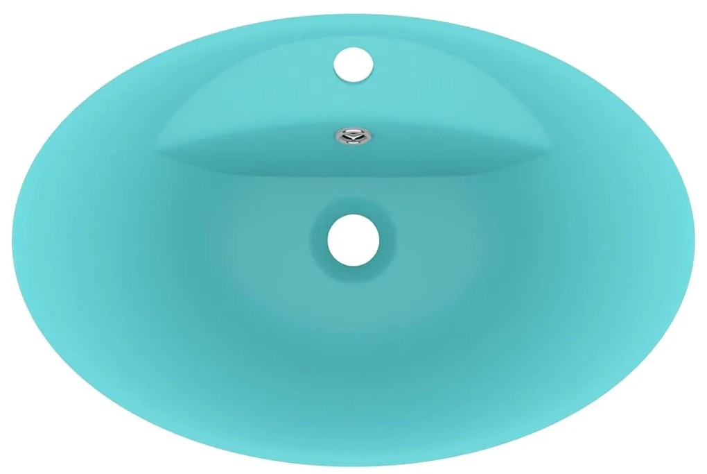 Lavatório luxuoso oval 58,5x39 cm cerâmica verde-claro mate