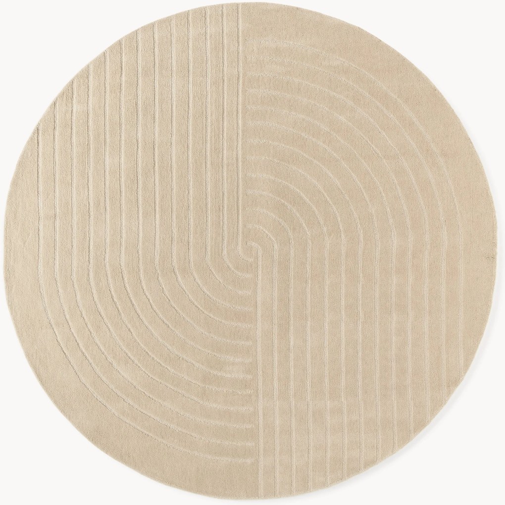 Tapete redondo de lã artesanal Mason