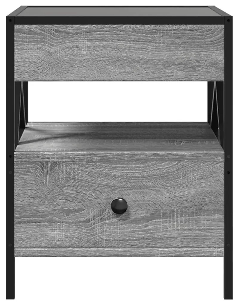 Mesa de centro luzes LED Infinity 40x40x51 cm cinzento sonoma