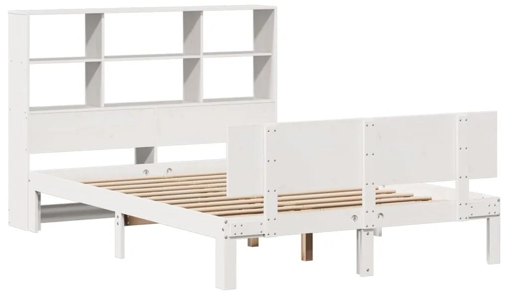 Cama com estante sem colchão 120x190 cm pinho maciço branco