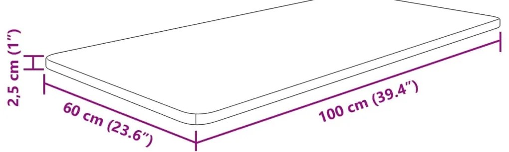 Bancada p/ casa de banho 100x60x2,5 madeira maciça não tratada