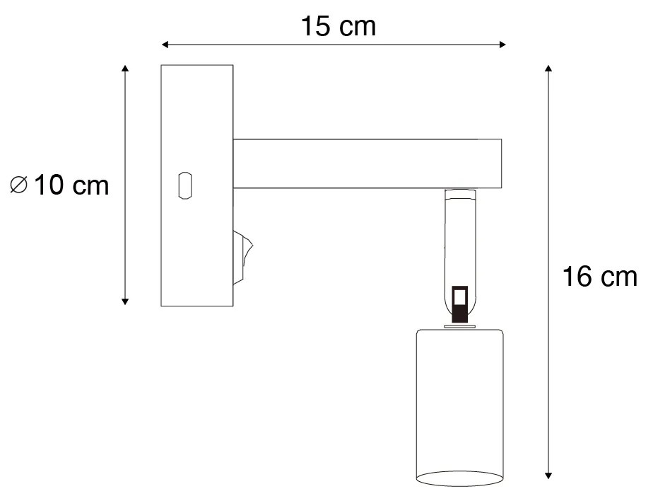 Candeeiro de Parede Moderno em Aço com USB-C Inclinável - Rex Moderno
