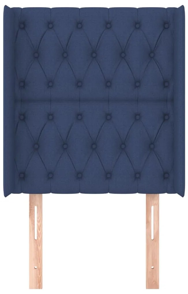 Cabeceira de cama c/ abas tecido 83x16x118/128 cm azul