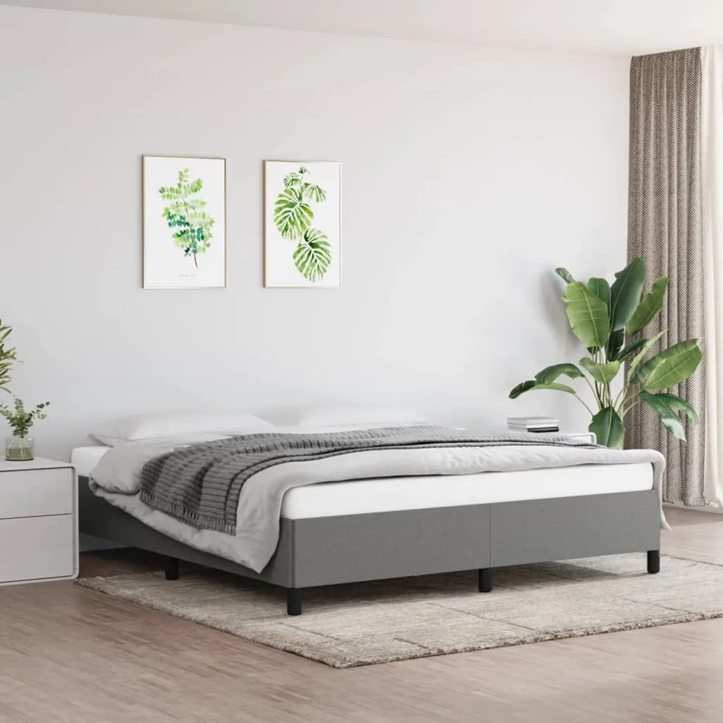 Estrutura de cama sem colchão 160x200 cm tecido cinzento-escuro