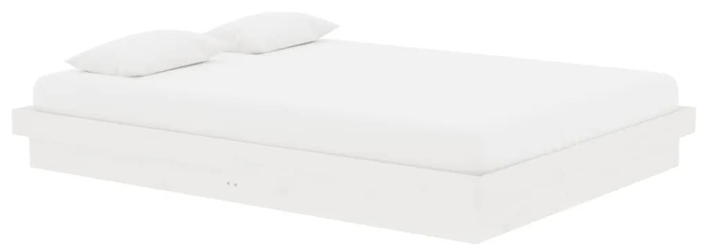 Estrutura de cama 140x190 cm madeira maciça branco