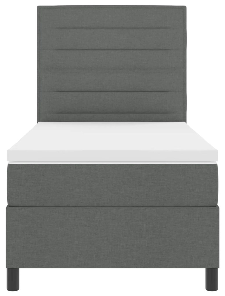 Cama Box com Colchão Cinza Escuro 100x200 cm Tecido