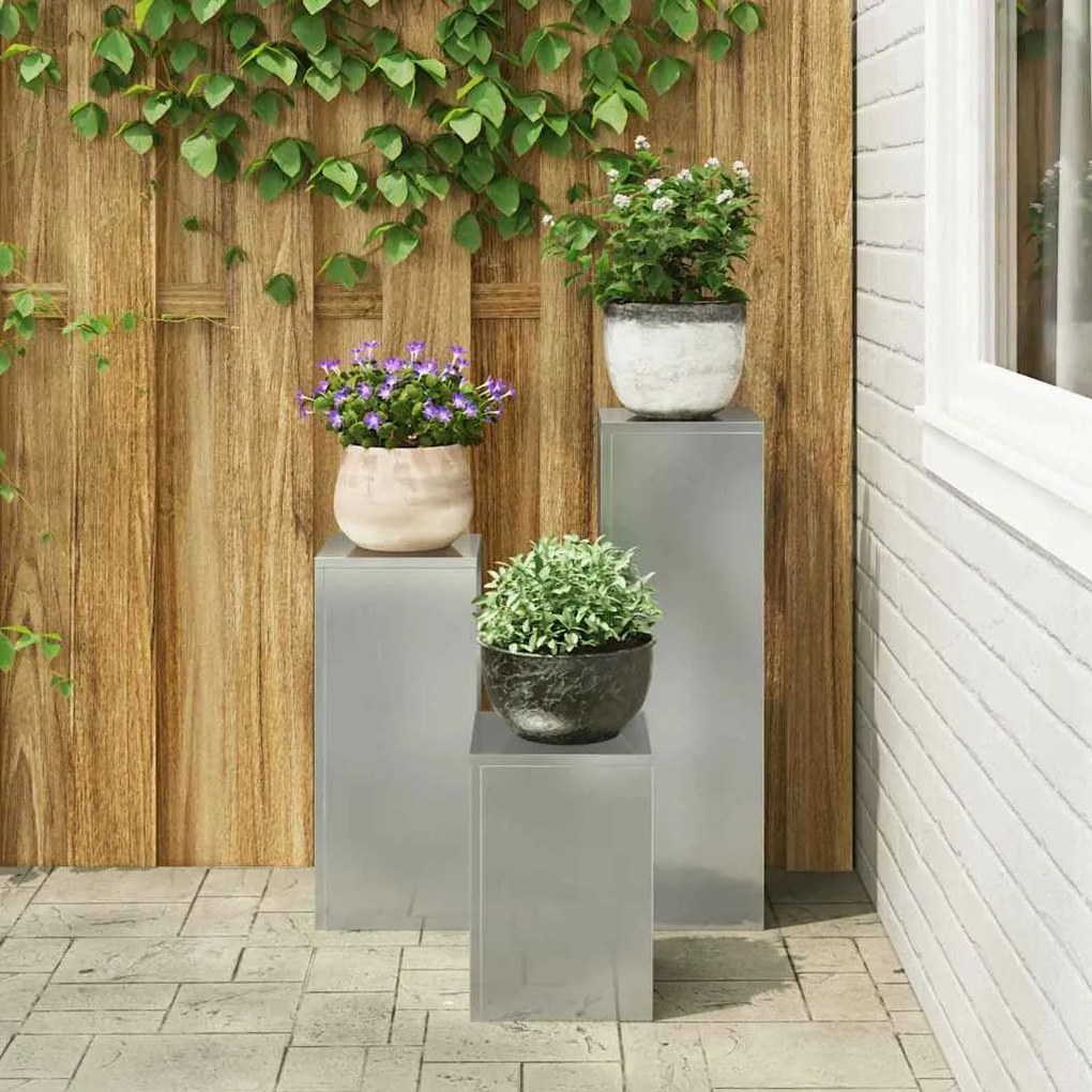 Conjunto de 3 Suportes para Plantas Externos em Aço Galvanizado