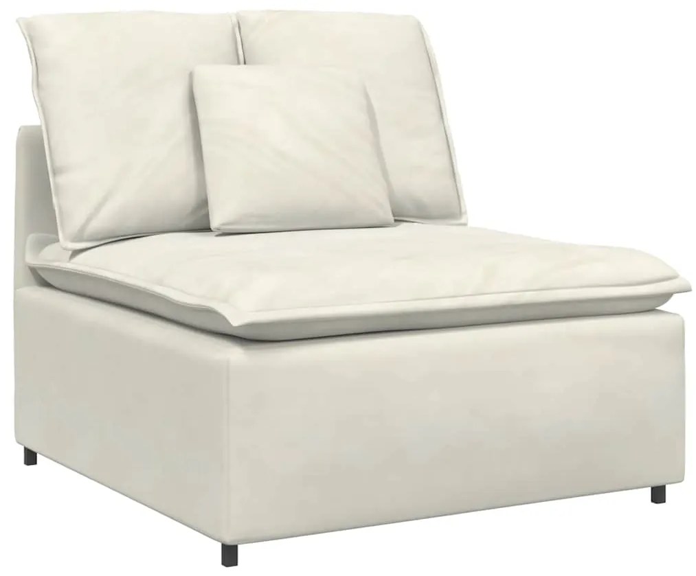 Sofá modular com almofadas veludo creme