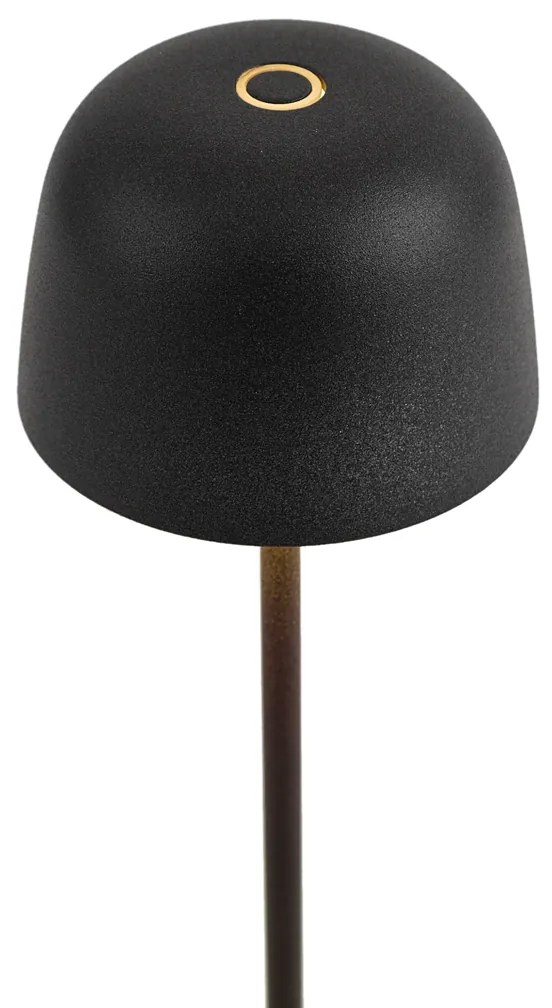 Candeeiro de mesa preto com LED recarregável com estação de carregamento IP65 - Raika