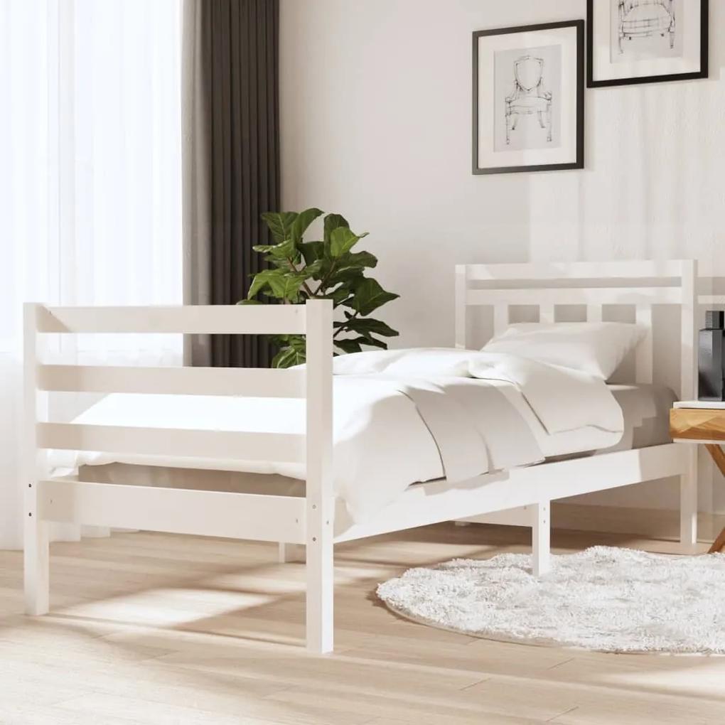 3100640 vidaXL Estrutura de cama 90x200 cm madeira maciça branco