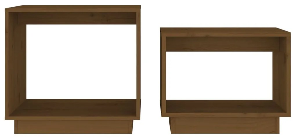 Mesas de centro de encastrar 2 pcs pinho maciço castanho mel