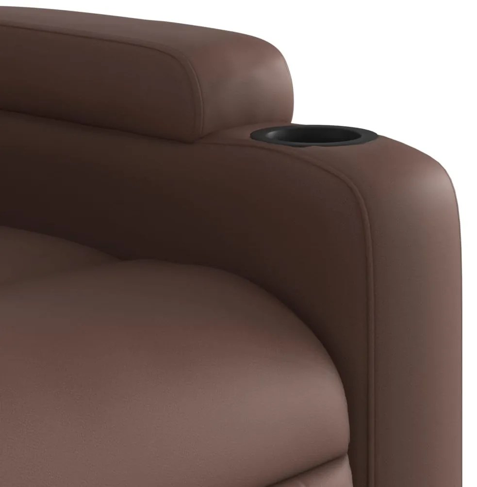 Poltrona reclinável couro artificial castanho