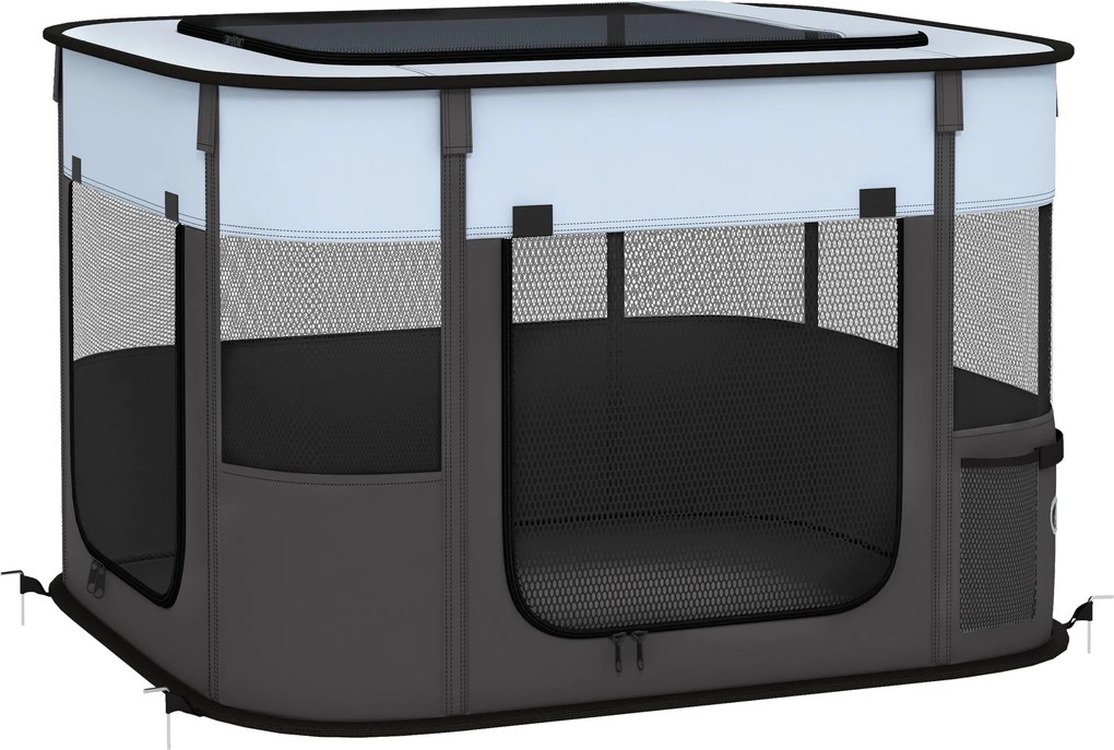 PawHut Parque Dobrável para Cães e Gatos, Recinto Portátil em Tecido Oxford para Cachorros, Coelhos e Porquinhos-da-Índia, 74x60x45 cm, Cinzento | Aosom Portugal