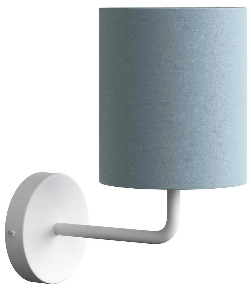 Fermaluce Pastel metal wall light with lampshade and bent extension - Branco - Heavenly Blue Canvas Não