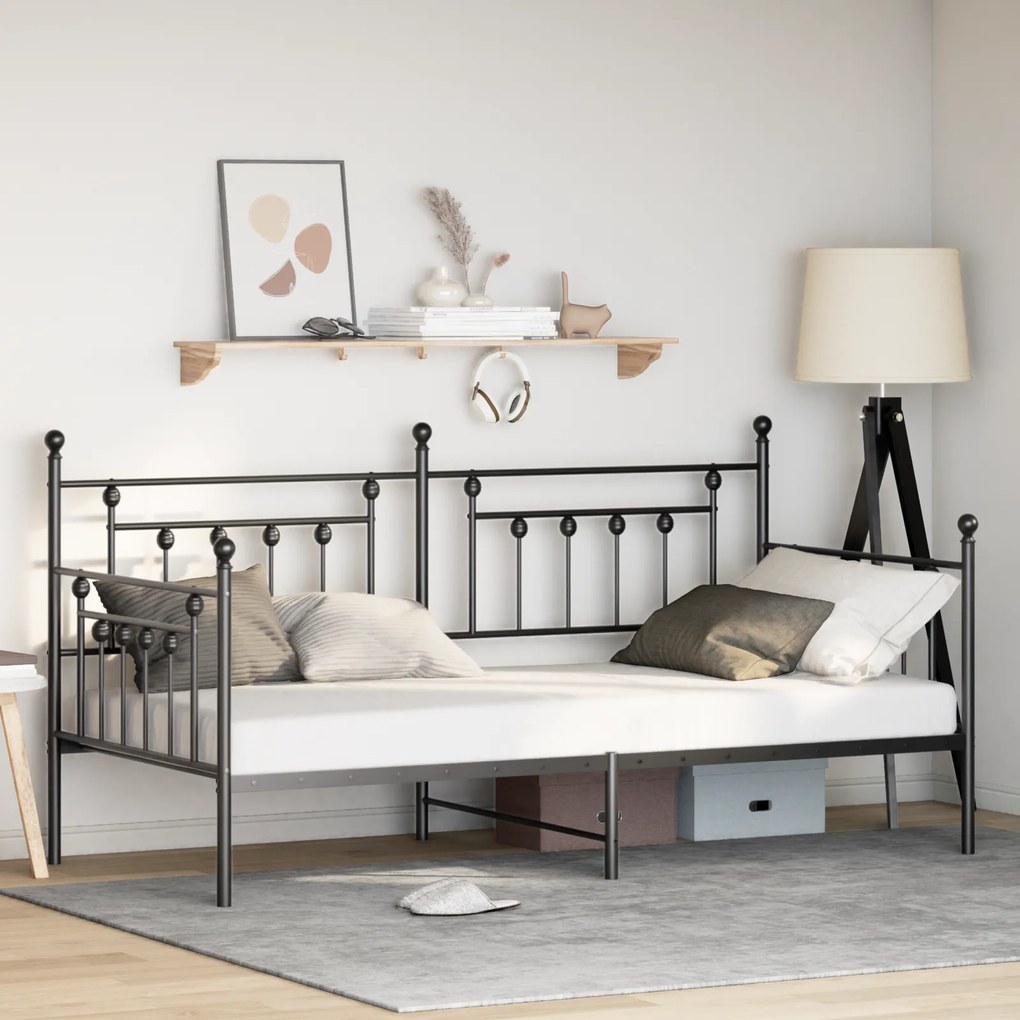 vidaXL Estrutura de Daybed Preta 90x200 cm Aço