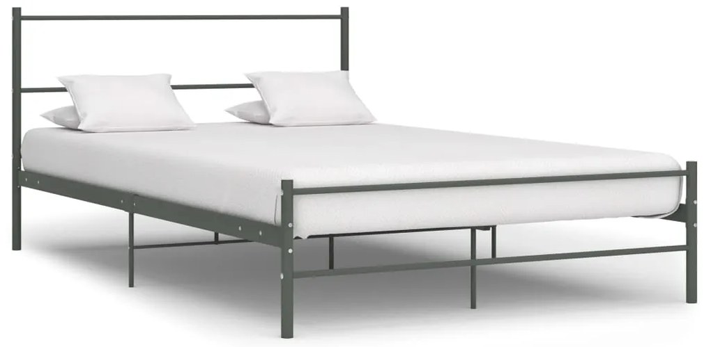 Estrutura de cama metal 160x200 cm cinzento
